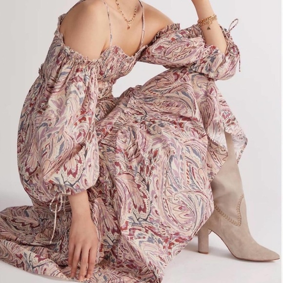 House Of Harlow 1960 Women's Teresa Purple Puff-sleeve Maxi Dress - Picture 2 of 15